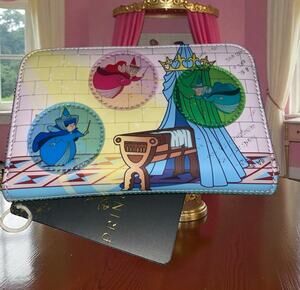 Loungefly Sleeping Beauty Three Fairy Godmothers Castle Zip Around Wallet New